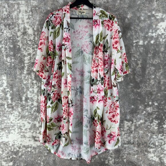 Mumu Womens Size 0/S Floral Open Front Cardigan Sweater Short Sleeve - Picture 1 of 10